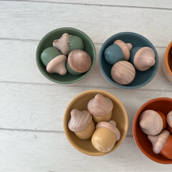 Montessori Colorful Wooden Acorn Sorting Game Babies Toddlers Kids learning toy - Picture 4 of 7